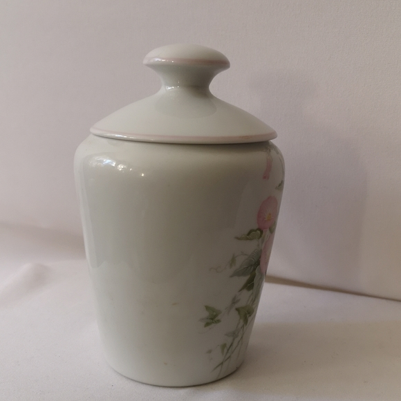 Vintage Limoges France Porcelain Jar w Lid by Artist Annie Grenade, Pink Flowers - Picture 2 of 5